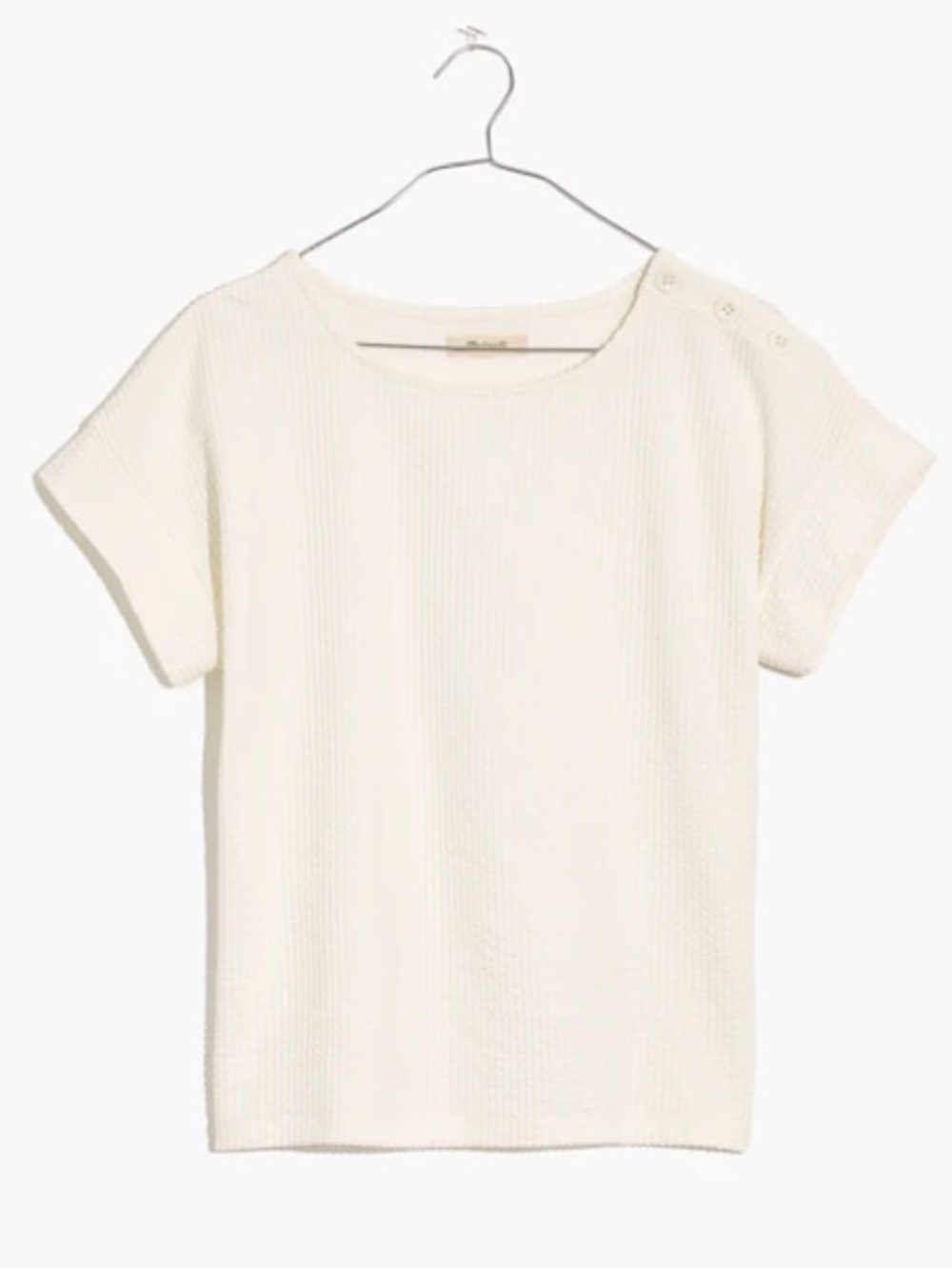 Madewell Seersucker Button-Shoulder Top